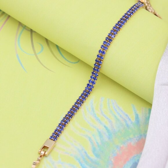 Rose Gold Bracelet with Blue Stones, XPBL0684 - Picture 3 of 12